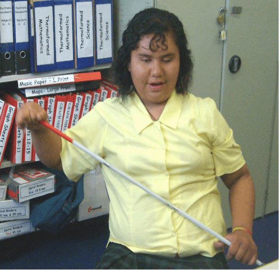 Freedom with her WCIB cane that needs fixing.