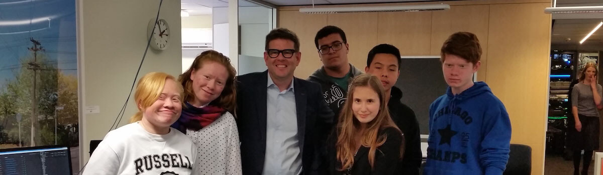 Six BLENNZ Auckland South students with John Campbell