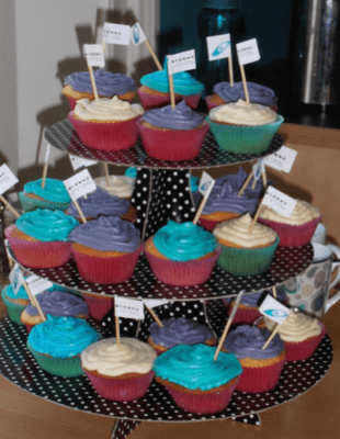 Cupcakes on tower plate