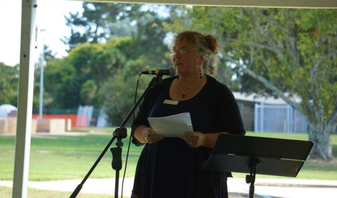 Principal Karen Stobbs speaks at the 50th birthday celebrations