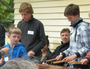 Figure 1 - Students entertaining the guests playing the marimbas