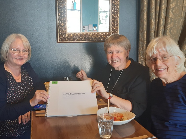 Jane Wells, Jan Thorburn and Lyndsey Starkey showing the new tactile braille book